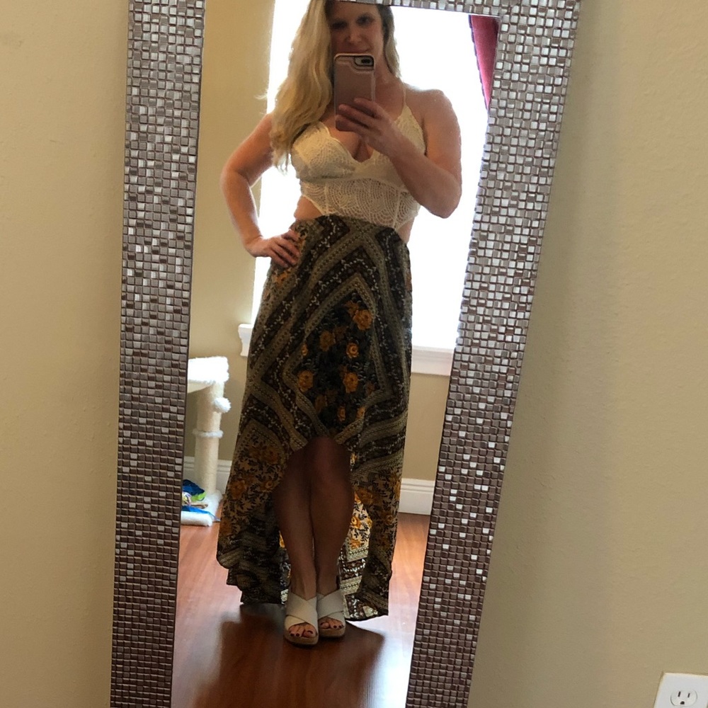 Cutout, spaghetti strap hi-low dress